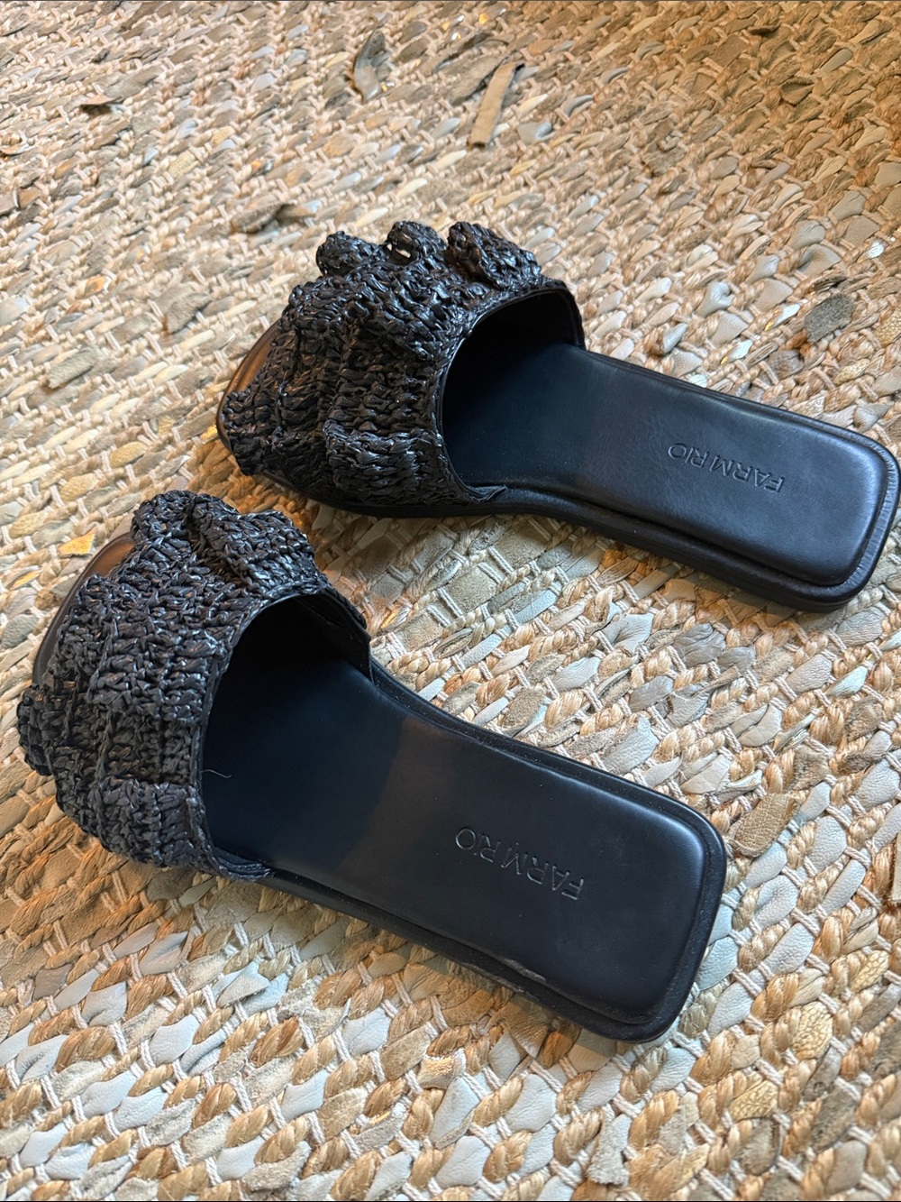 FARM Rio Faux Rafia Slide Mules - Picture 2 of 8